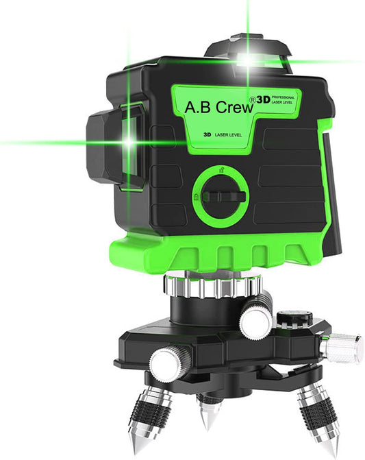 Laser Level 3D Green Line - Self-leveling Rotary 12 Lines 360 Degree Green Beam Laser Leveler Vertical Horizontal Cross Line Construction Flooring Tiling Picture Hanging Rotary Alignment - Hatke