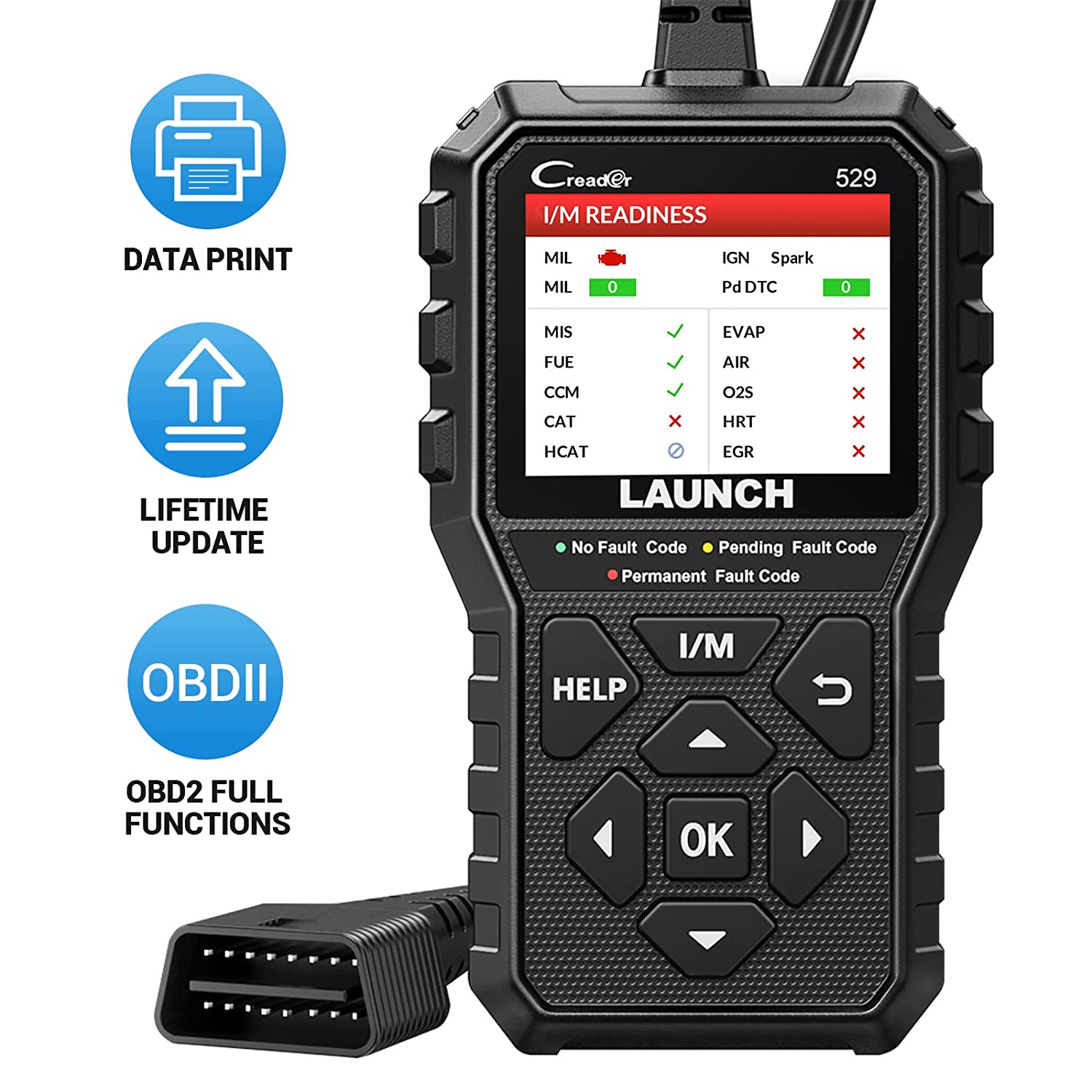 LAUNCH CR529 2022 Elite OBD2 Scanner Code Reader Advanced Version of 319 Enhanced Universal Automotive Scan Tool with Full OBDII Function, Turn Off Check Engine Light, Pass Emission Test - Hatke