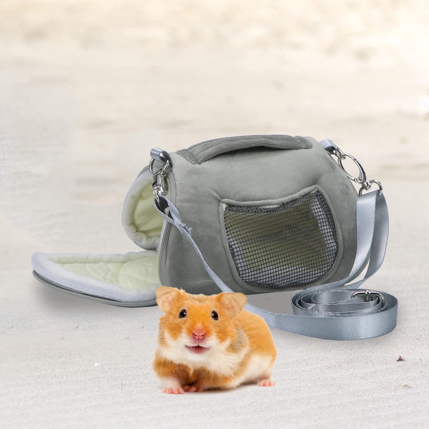 Litewood Pet Portable Carrier Bags Outgoing Breathable Handbag with Adjustable Single Shoulder Strap Travel Pouch Warm Nest Accessories for Sugar Glider Hamster Squirrel Small Animals (Grey) - Hatke