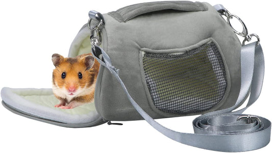 Litewood Pet Portable Carrier Bags Outgoing Breathable Handbag with Adjustable Single Shoulder Strap Travel Pouch Warm Nest Accessories for Sugar Glider Hamster Squirrel Small Animals (Grey) - Hatke