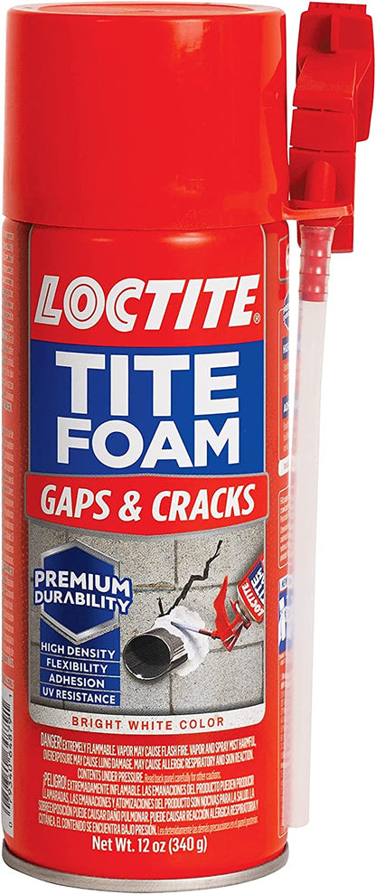 Loctite Tite Foam Gaps & Cracks Bright White Insulating Foam Sealant 12 fl oz,(340 g) - Hatke