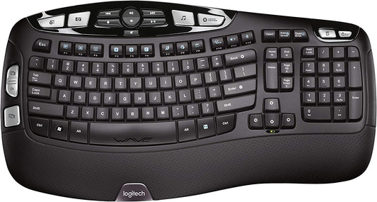 Logitech K350 Wave Ergonomic Keyboard with Unifying Wireless Technology - Black - Hatke