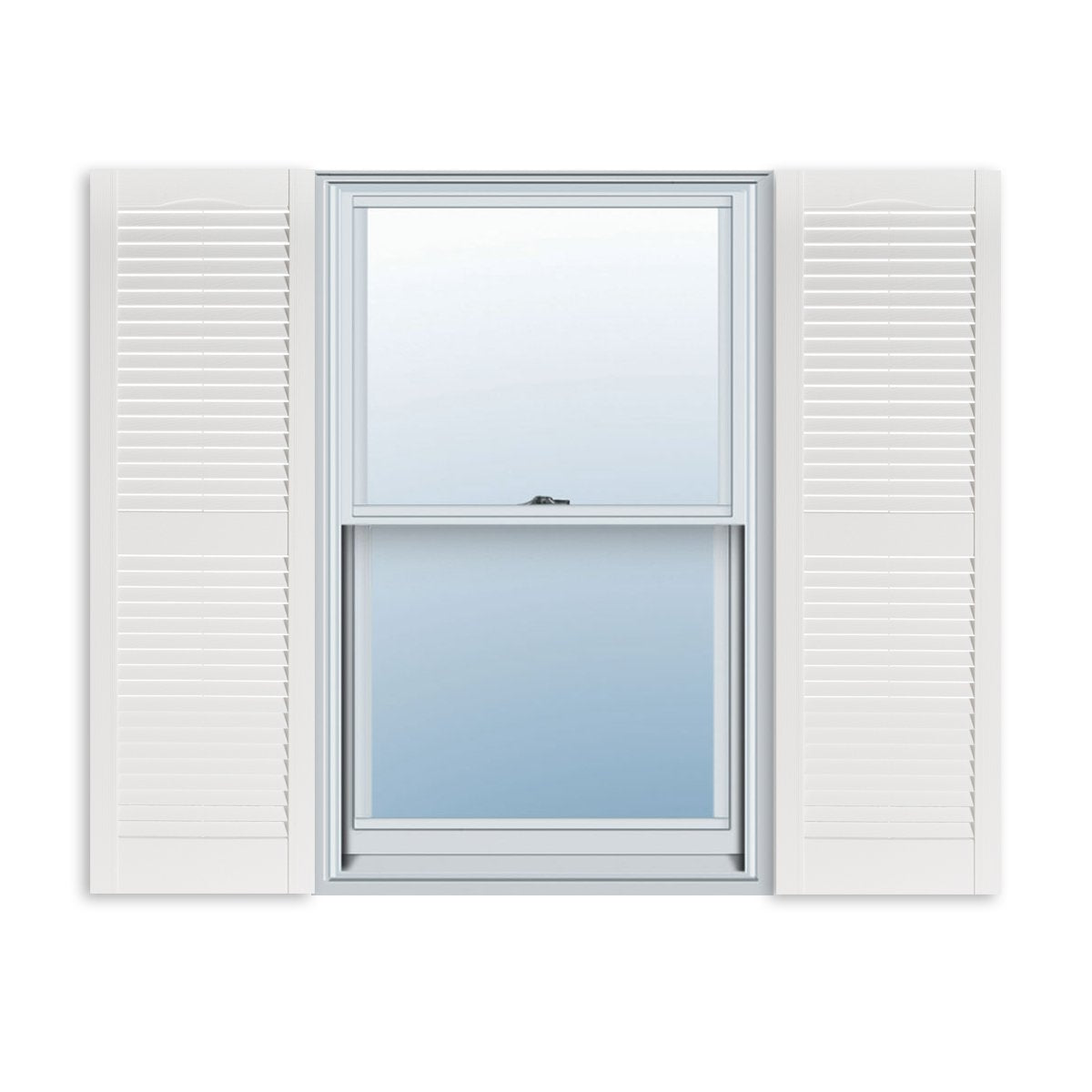 Louver Exterior Vinyl Window Shutters 15 Inch x 35 Inch Standard, White (Pair) - Hatke