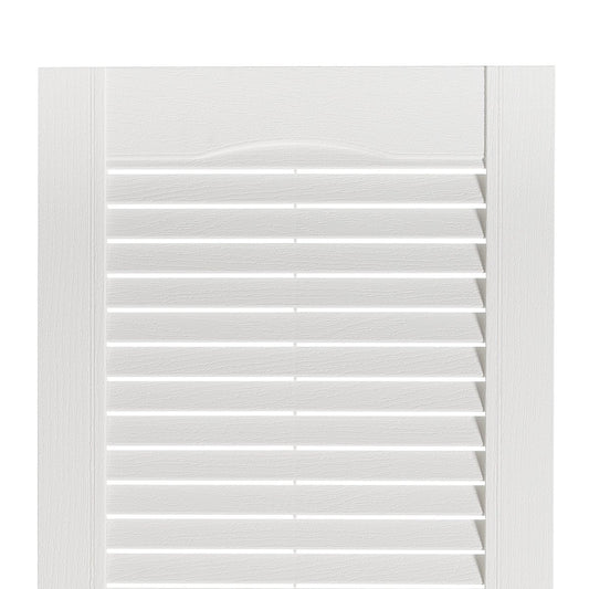 Louver Exterior Vinyl Window Shutters 15 Inch x 35 Inch Standard, White (Pair) - Hatke