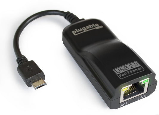 Plugable USB 2.0 OTG Micro-B to 10/100 Fast Ethernet Adapter for Windows Tablets & Raspberry Pi Zero (ASIX AX88772A chipset) - Hatke