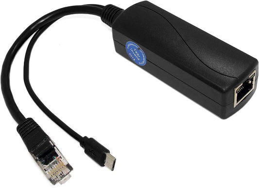 REVOTECH Gigabit Micro USB PoE Splitter 5V 2.4A, IEEE 802.3af Standard 10/100/1000Mbps for Raspberry Pi 3B, Google WiFi, Tablets, Dropcam Power Over Ethernet USB Splitter Adapter (USB0502G Black) - Hatke