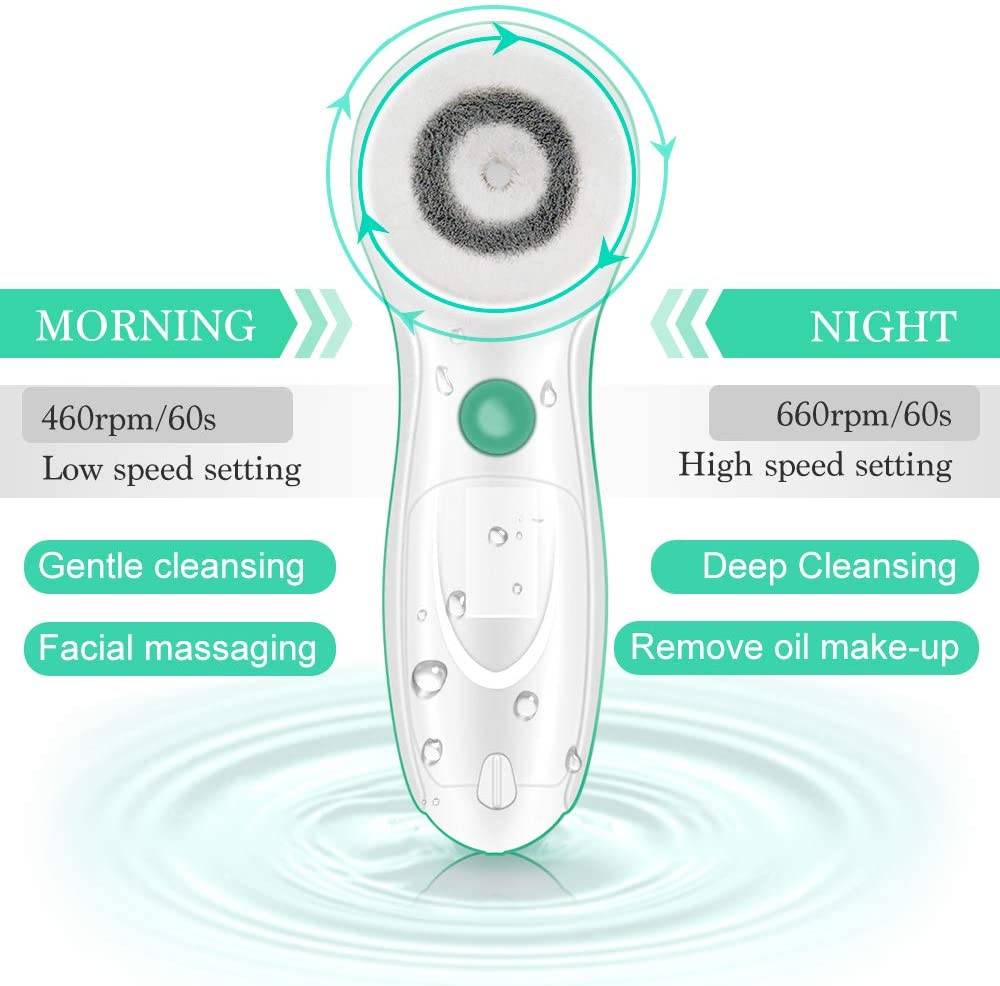 TouchBeauty 3 In1 Rotating Facial Microdermabrasion with 3 Replacement Cleansing Brush, 2 Speed Setting With Storage Case Tb-0759A - Hatke