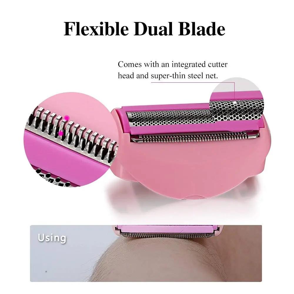 TOUCHBeauty Essentials Waterproof Wet Dry Shaving Electric Body and Bikini Dual Blade Hair Removal Trimmer Shaver TB-1459 (Pink) - Hatke