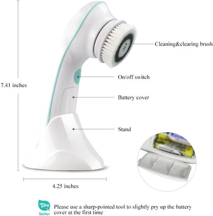 TOUCHBeauty TB-0759D Facial Cleansing Brush 2 Speed Settings with Stand, Waterproof Spin Face Brush with 2 Modes, Portable Facial Massager for Face Cleaning Exfoliating - Hatke