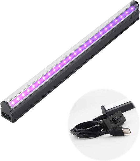 U4GLORY USB Black Light Bar, 10W 1ft T5 Portable UV LED Blacklight Tube Glow in The Dark for Fluorescent Poster Room Bedroom Party Supplies Stage Lighting Halloween Club - Hatke