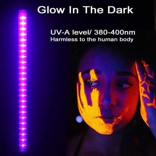 U4GLORY USB Black Light Bar, 10W 1ft T5 Portable UV LED Blacklight Tube Glow in The Dark for Fluorescent Poster Room Bedroom Party Supplies Stage Lighting Halloween Club - Hatke