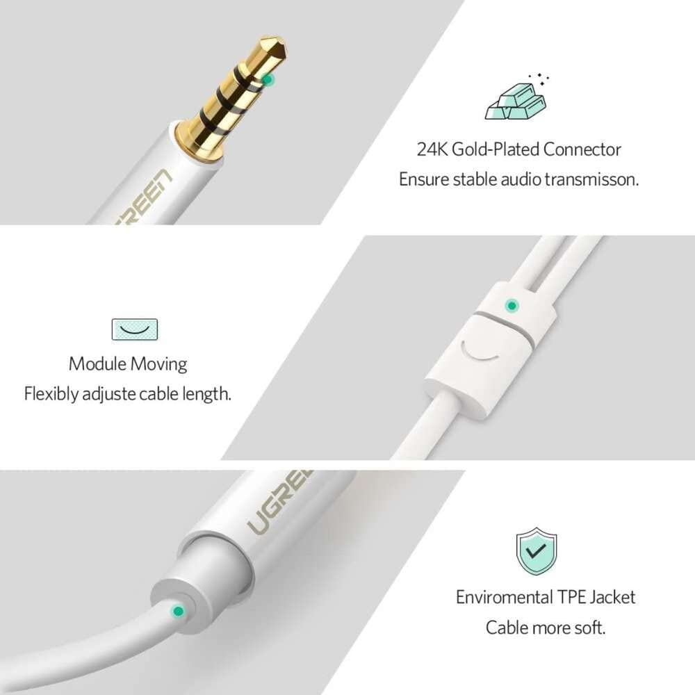 Ugreen 3.5mm Stereo TRRS 4 Pole Plug To 3.5mm Mic & Headset Female Jack Audio Adapter - 10789 - Hatke