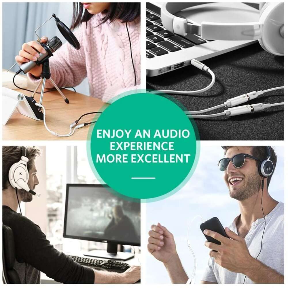 Ugreen 3.5mm Stereo TRRS 4 Pole Plug To 3.5mm Mic & Headset Female Jack Audio Adapter - 10789 - Hatke