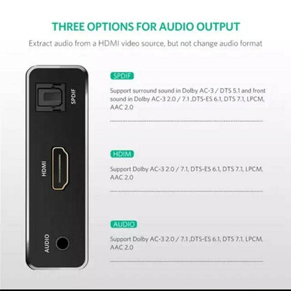 Ugreen Hdmi To Hdmi Converter With Optical SPDIF and 3.5mm Stereo Audio 40281 - Hatke