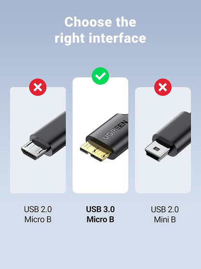 Ugreen Gold Plated USB 3.0 A Male to Micro B Male Adapter Cable, Supper Speed Data Sync Charger Charging Cable Cord, for Samsung Galaxy S5 Note 3 | Galaxy Note Pro 12.2 /Tab Pro 12.2 | Nokia Lumia 2520 Tablet etc 3ft/1m - 10841 - Hatke