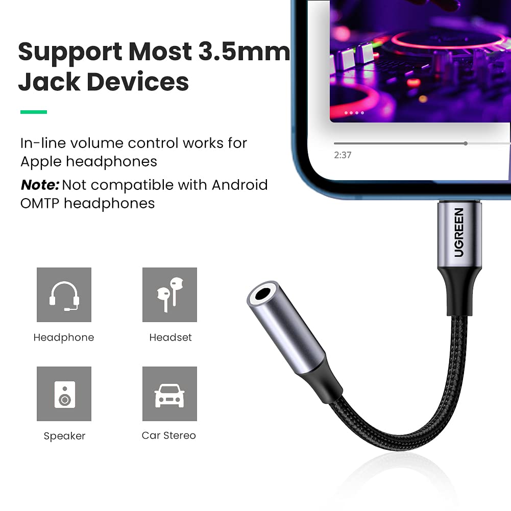 Lightning to 3.5mm Headphone Jack Adapter, Audio Connector for iPhone  11/PRO, X/XR/XS/XS Max, 8/8 Plus, 7/7 Plus, iPod, iPad Supports Music  Control