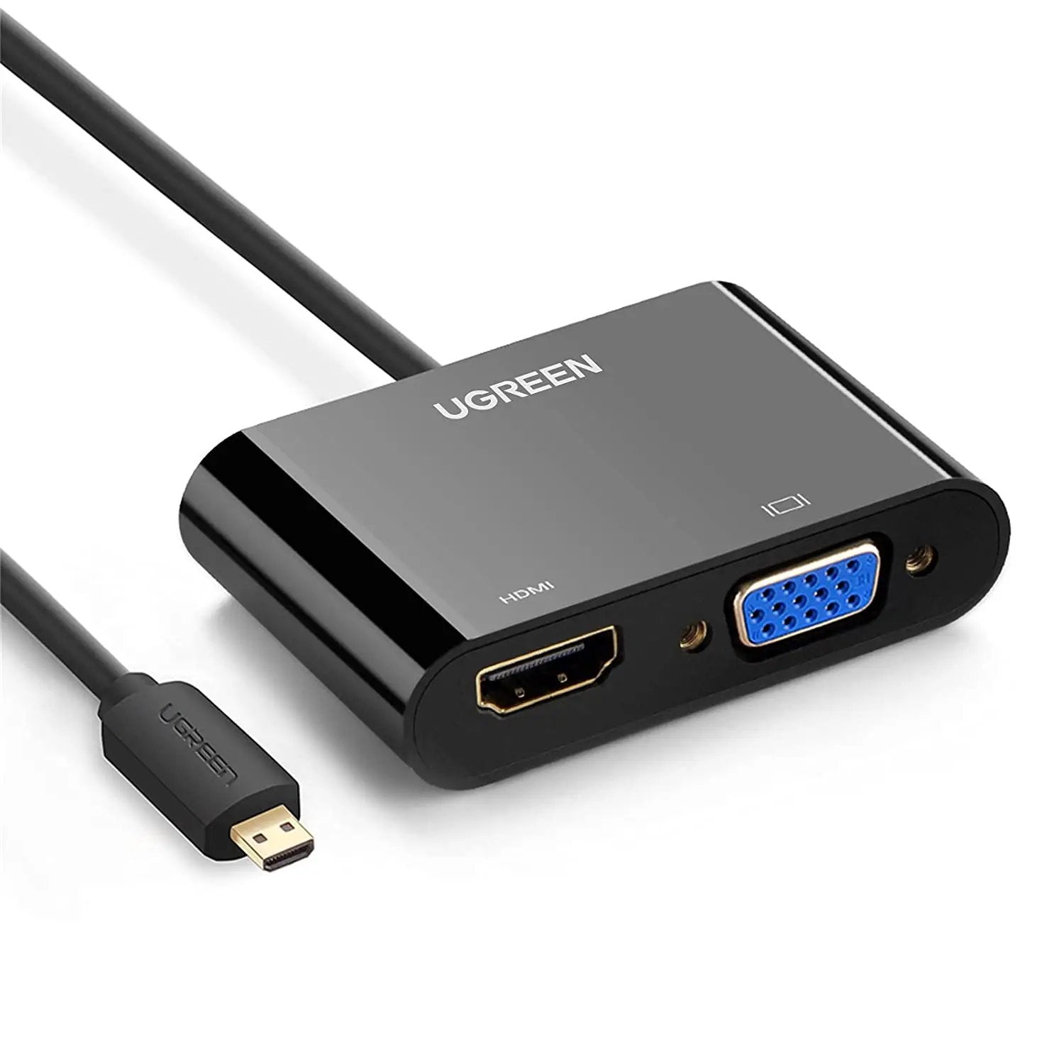 Ugreen  Micro HDMI to HDMI & VGA Converter - 30355 (Black) (Open Box) - Hatke