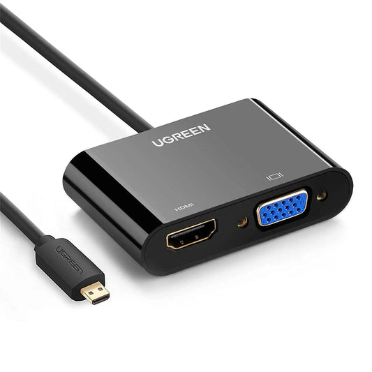 Ugreen Micro HDMI to HDMI & VGA Converter - 30355 (Black) (Open Box) - Hatke