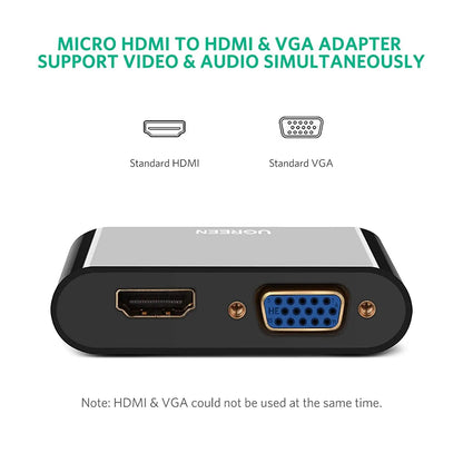 Ugreen  Micro HDMI to HDMI & VGA Converter - 30355 (Black) (Open Box) - Hatke