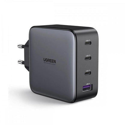 Ugreen Nexode Usb C Charger 100W 4-Port 3C1A Gan Fast Pd Charger Indian Plug For Cellular Phones, Tablets, Laptops - Black (Open Box Brand New) - Hatke