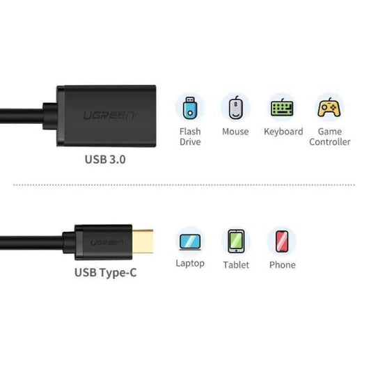 UGREEN USB C to USB 3.0 Adapter Type C OTG Cable USB C Male to USB 3.0 A Female Cable Connector Compatible for MacBook Pro 2019 2018 Samsung Galaxy S10 S9 S8 Note 9 8 LG V40 V30 G6 Google Pixel 2 XL - 30701 - Hatke