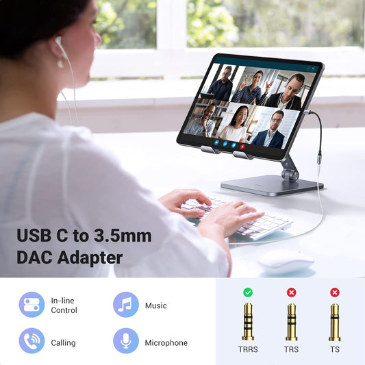 UGREEN USB Type C to 3.5mm Headphone Auxiliary Adapter, Type C Dongle Audio Jack Converter with DAC Chip Compatible for Galaxy Note20 Ultra/Note20/S20/Note10/S10, Pixel 4 3 2 XL, iPad Pro 2020/2018 - 80154 - Hatke
